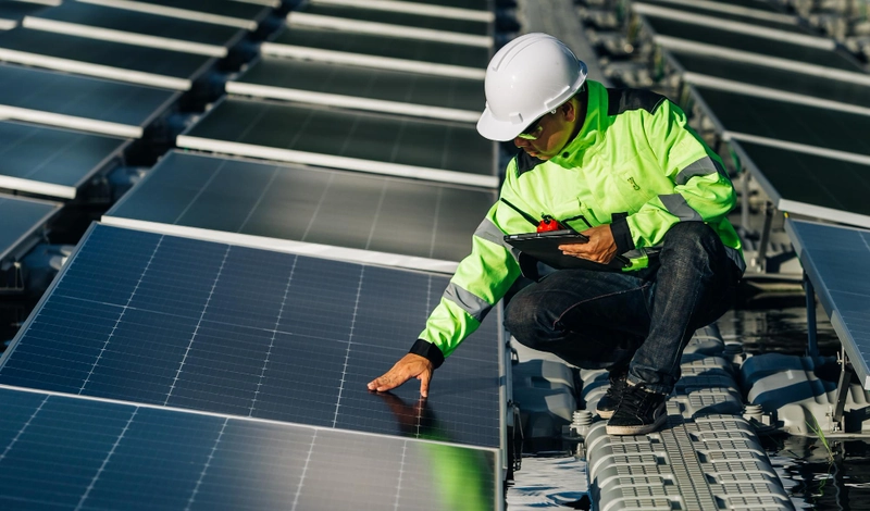 Solar Dallas Pro certified solar inspector checking solar panel performance and system safety in Dallas TX